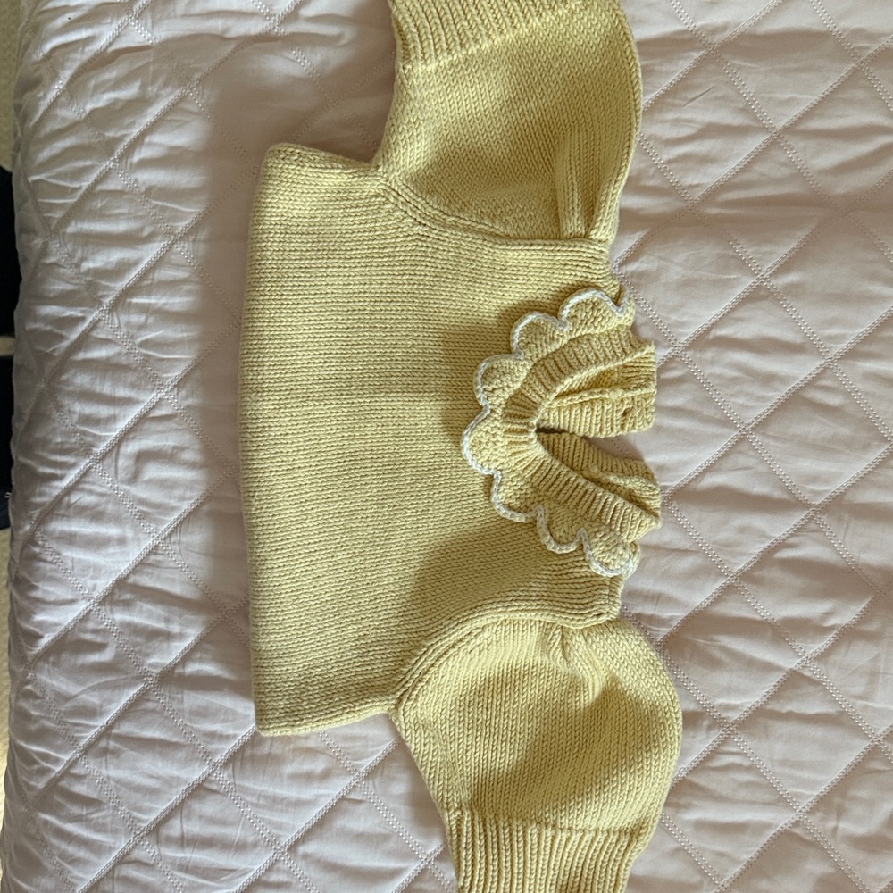 Misha & Puff Yellow Knit Sweater with Scalloped Collar - Picture 3 of 3
